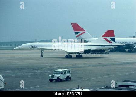 Concorde negli anni settanta in British Airways livrea heathrow Londra Inghilterra Regno Unito Europa Foto Stock