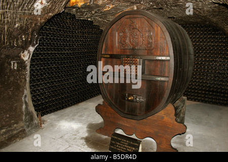 Moet et Chandon champagne botte di rovere nelle cantine capo ufficio, dato da Napoleone 1st. Epernay Francia orizzontale di .50672 Epernay2005 Foto Stock