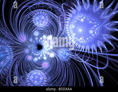 Un abstract fractal sfondo vortex con impulso breve in cerca sfere Foto Stock