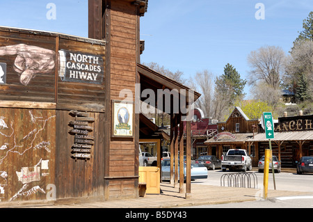 Città western di Winthrop, costruito nel 1800, nello Stato di Washington, USA, America del Nord Foto Stock