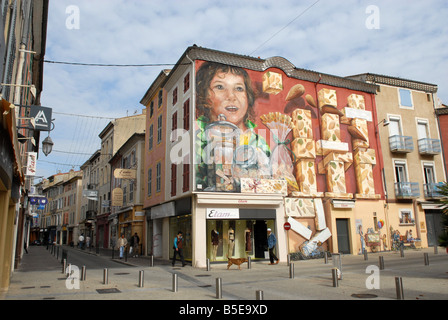 Parete raffiguranti il torrone in Montelimar in Francia Foto Stock