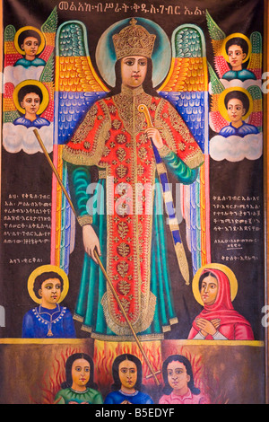 Africa, Etiopia, Lalibela, religiosi da parete in roccia scavate chiesa di scommessa Gabriel Rufael Foto Stock