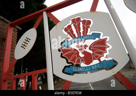 Le porte del Parco Stradey Rugby ground a Llanelli, ex terra di Llanelli RFC e la Scarlets. Foto Stock