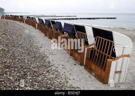 Spiaggia vuota sedie, Heiligendamm, Germania Foto Stock