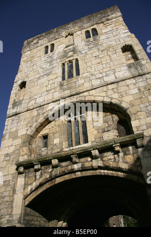 Città di York, Inghilterra. Monk Bar gatehouse su York parete offre accesso alla città da Monkgate Goodramgate a. Foto Stock