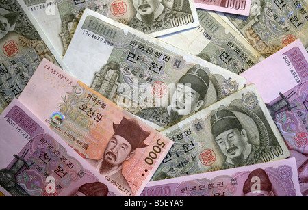 Won coreano banconote Foto Stock