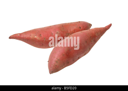 Patate di intaglio su sfondo bianco Foto Stock