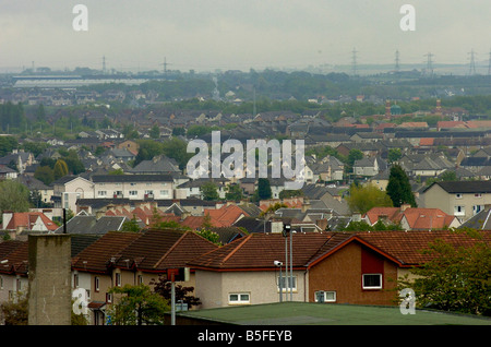 Vista generale del comune di Bellshill in South Lanarkshire Scozia nella foto di zone residenziali della città Foto Stock