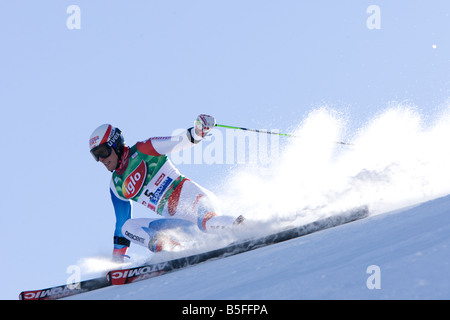 SOELDEN AUSTRIA OTT 26 Daniel Albrecht SUI sul suo modo di vincere la mens slalom gigante presso il Ghiacciaio Rettenbach Foto Stock