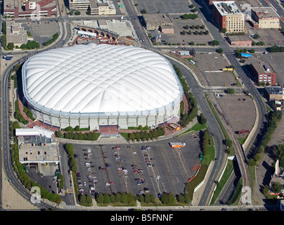 Vista aerea sopra lo stadio Metrodome Minneapolis Minnesota Foto Stock