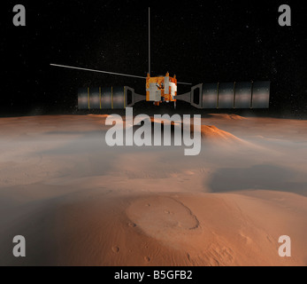 Artista del concetto di Mars Express navicella spaziale in orbita intorno a Marte. Foto Stock