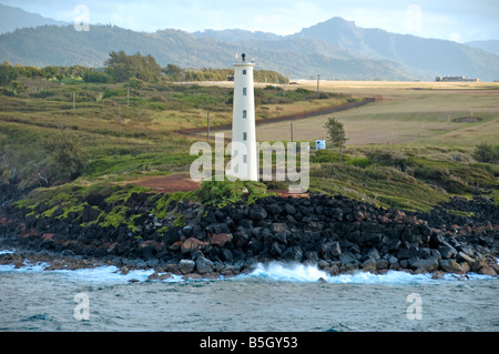 Ninini Point Lighthouse a Nawiliwili Bay in Kauai Hawaii Foto Stock