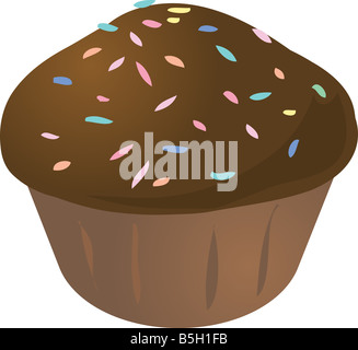 Cioccolato con spruzzino cupcake cake muffin illustrazione Foto Stock