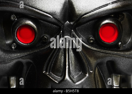 Macro shot di Terminator robot volto Foto Stock