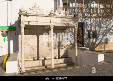 Il 'Fontinha', una fontana rinascimentale in Piazza della Repubblica, a Alter do Chão, distretto di Portalegre, Portogallo. Foto Stock