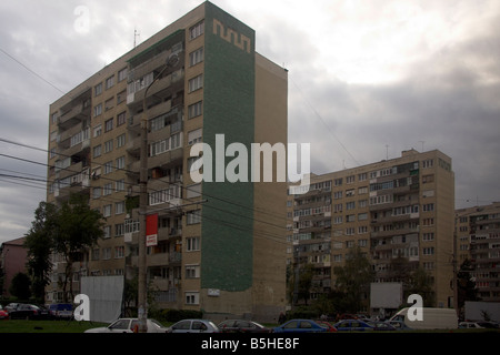 Stile comunista alloggiamento, Sibiu, Transilvania, Romania Foto Stock