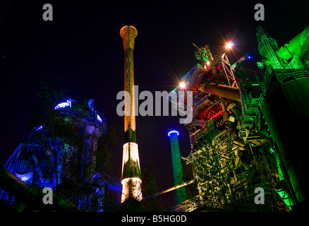 Landschaftspark Duisburg Nord di notte Foto Stock