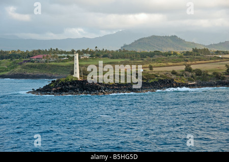 Ninini Point Lighthouse a Nawiliwili Bay in Kauai Hawaii Foto Stock