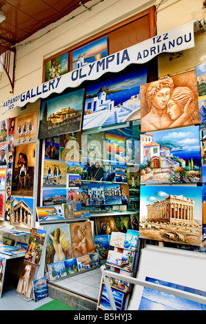 La Plaka quartiere dello shopping galleria arte pittura artista Foto Stock