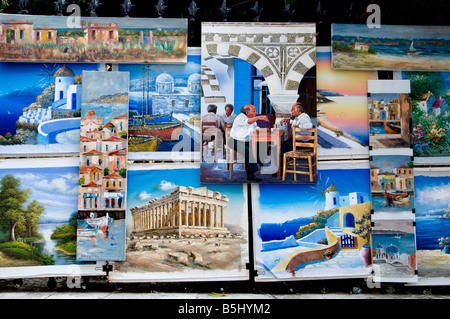 La Plaka quartiere dello shopping galleria arte pittura artista Foto Stock