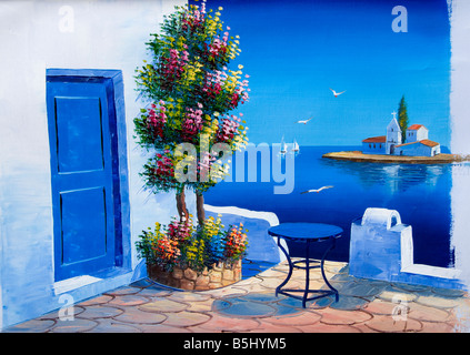 Plaka Atene Grecia gallery pittura Port Harbour Foto Stock