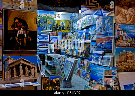 La Plaka galleria dello shopping arte pittorica Atene Grecia greco Foto Stock