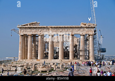 Acropoli Partenone restauro rinnovo Atene Grecia greco Foto Stock