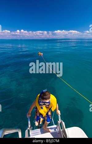 Stati Uniti d'America Florida Florida Keys, Key Largo John Pennekamp Coral Reef State Park snorkeling sulla barriera corallina Foto Stock