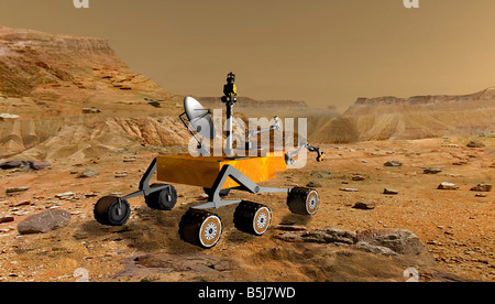 Mars Science Laboratory viaggi nei pressi di un canyon su Marte. Foto Stock