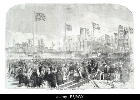 Apertura del nuovo dock di West Hartlepool 14 Giugno 1856 Il Illustrated London News pagina 652 Foto Stock