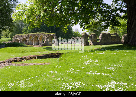 Le rovine della abbazia di Hailes su Cotswolds nei pressi di Winchcombe, Gloucestershire Foto Stock