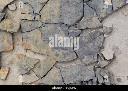 Ardesia Rock a basso angolo di visione della frastagliata parete di roccia Foto Stock