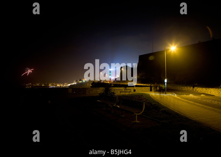 Faro smeatons tower plymouth. fascio di emissione di luce Foto Stock