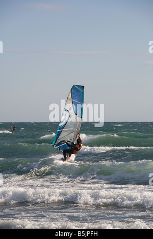 Windsurf in mare mosso Foto Stock