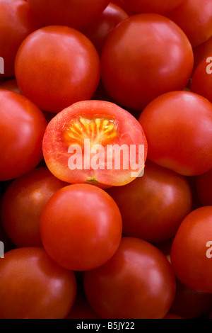 Appena raccolto e tagliare i giardinieri di deliziare i pomodori REGNO UNITO Foto Stock