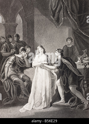 Illustrazione per il gioco Vortigern e Rowena da William Henry in Irlanda. Dal libro galleria di ritratti storici pubblicato c.1880 Foto Stock