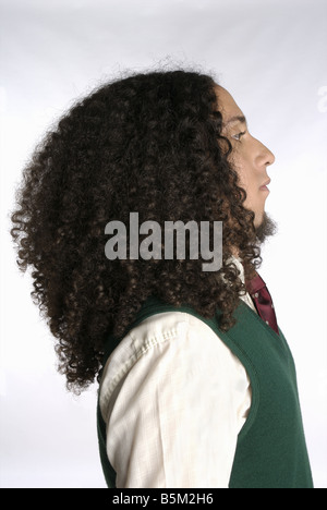 Shaggy pelose uomo in abbigliamento formale. Foto Stock