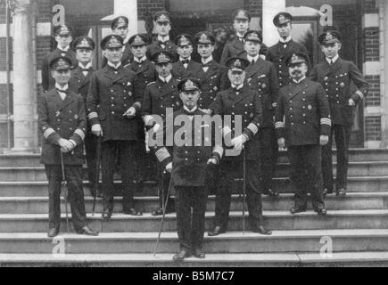 1 S3712 F1916 Reinhard Scheer con il suo staff Photo Scheer Reinhard Ger Admiral dal 1916 Capo dell'Alto mare flotta compreso Foto Stock