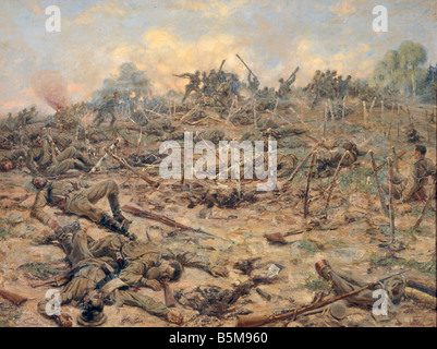 2 G55 O1 1917 8 WWI attacco russo Karyagin storia della prima guerra mondiale sul fronte orientale attacco russo sul tedesco drenches Pittura 1918 da P P Kar Foto Stock