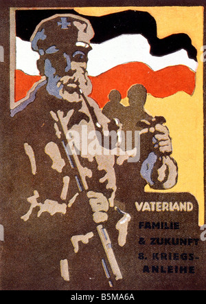 2 G55 P1 1918 3 e di guerra tedeschi poster di prestito la Prima Guerra Mondiale La Storia La Prima Guerra Mondiale la propaganda Patria Famiglia FUTURO 8 guerra austriaca di prestito Foto Stock