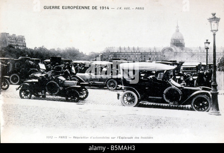 2 G55 W2 1914 1 vetture sequestrate a Parigi la prima guerra mondiale la storia della prima guerra mondiale le economie di guerra guerre europeenne de 1914 Paris Richiesta d Foto Stock