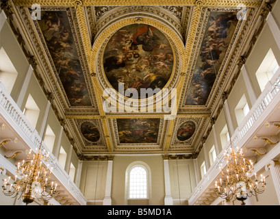 Il soffitto dipinto la Banqueting House di Whitehall Londra Inghilterra.Il solo superstite in situ di un soffitto dipinto di Peter Paul Rubens Foto Stock