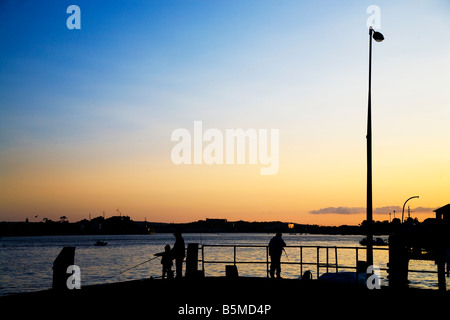 Pesca Serale Nel Porto, Cobh, County Cork, Irlanda Foto Stock