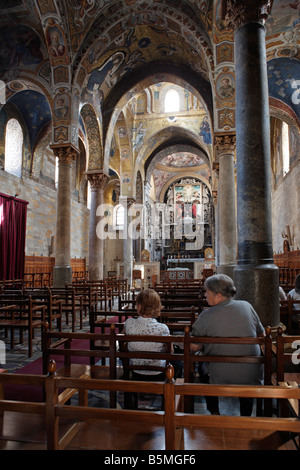 Interno della chiesa della Martorana, Palermo, Sicilia, Foto Stock