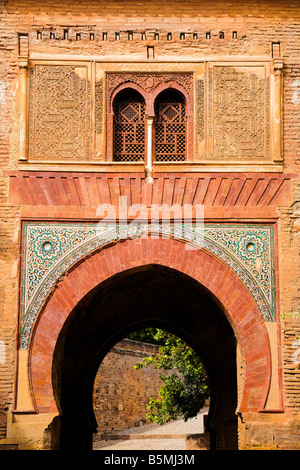 arched door arabesque patterns in La Alhambra, Granada Spain Stock Photo