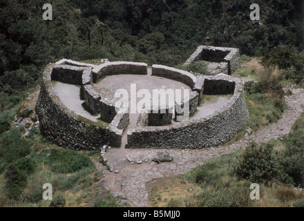 Sito Inca di Runkurukay, Inca Trail, Perù Foto Stock