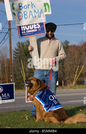 2008 campagna elettorale presidenziale volontario con divertenti segno politico Foto Stock