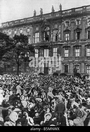 8 1914 8 1 A3 5 Kaiser s speech Berlin 1914 I Guerra Mondiale 1914 18 Berlin il focolaio di guerra e di mobilitazione delle truppe al 1 Agost Foto Stock