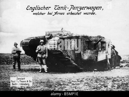 9 1914 0 0 A13 4 catturato serbatoio inglese 1914 18 Guerra Mondiale 1 1914 18 fronte occidentale catturato serbatoio inglese in Arras Fiandre foto Foto Stock