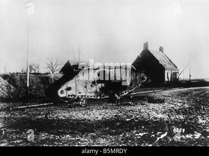 9 1917 11 20 A2 15 e distrutto serbatoio inglese Nov 1917 Guerra Mondiale 1 1914 18 Western Serbatoio anteriore battaglia di Cambrai xx 29 Novem essere Foto Stock